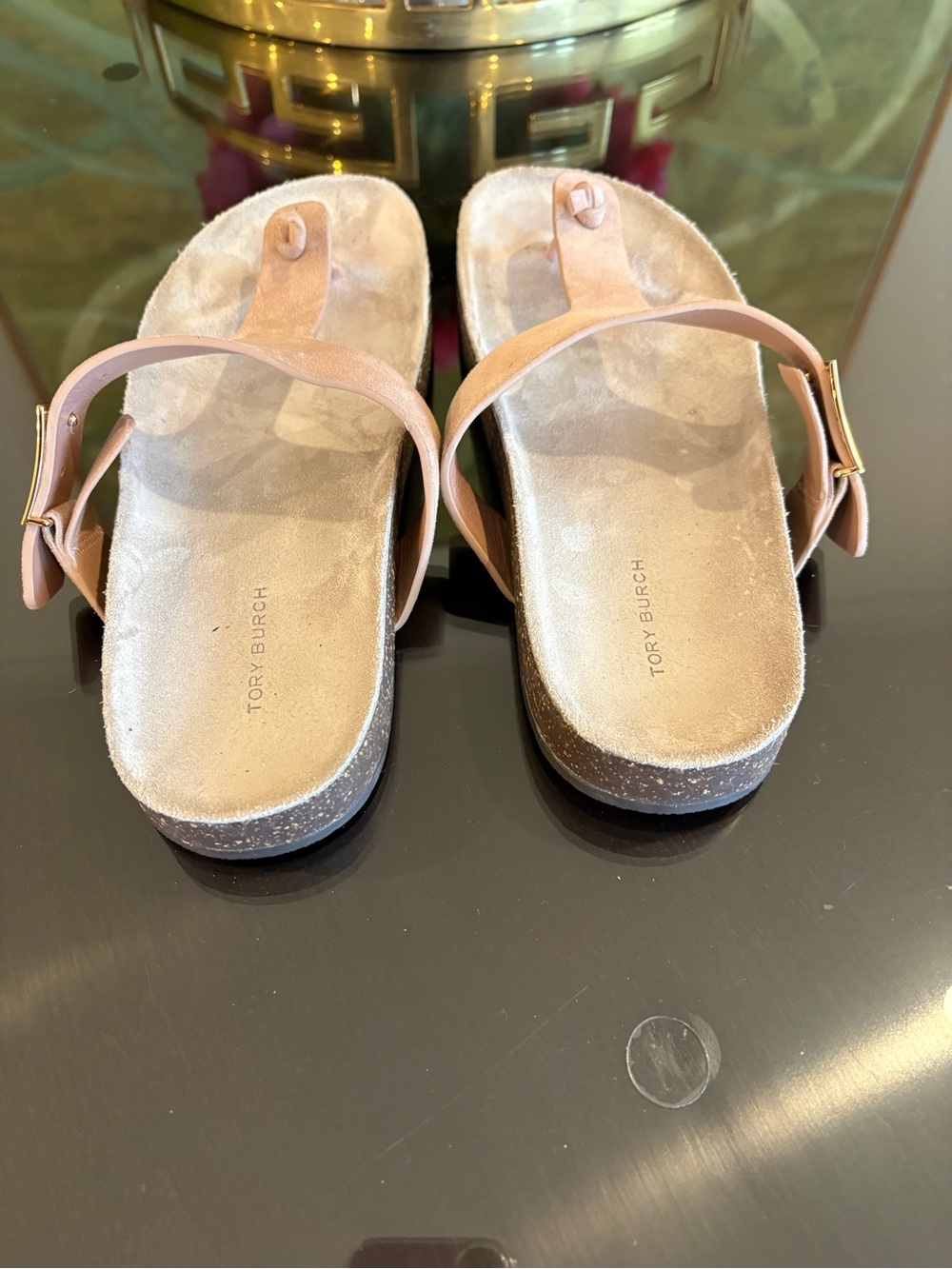 Tory Burch Mellow T-Strap Sandal Size 9.5 Suede Malva / Avola Pink Color - Picture 6 of 14